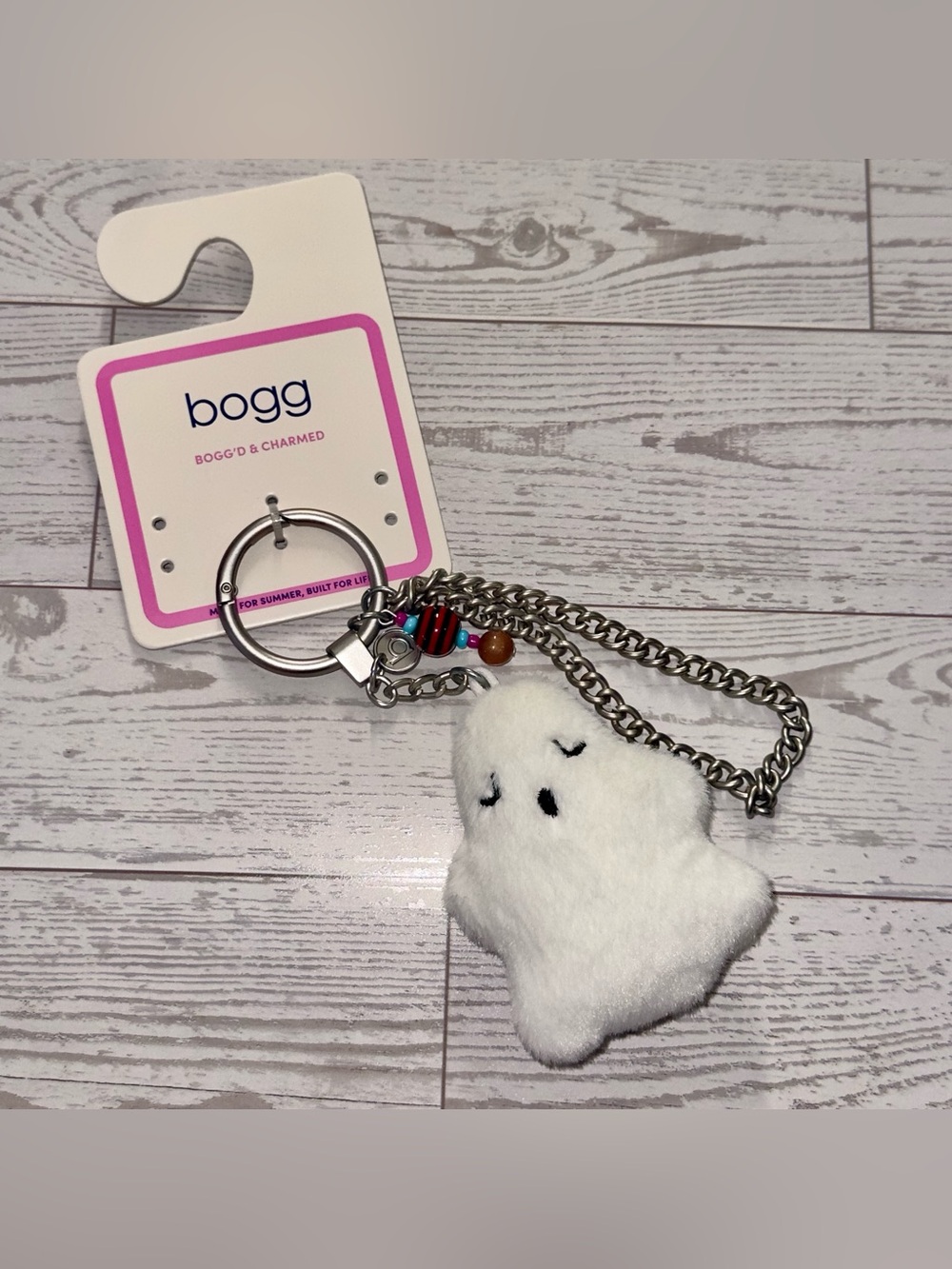BOGG Bogg’d & Charmed keychain & clip-on bag charm Boo Ghost NEW Halloween